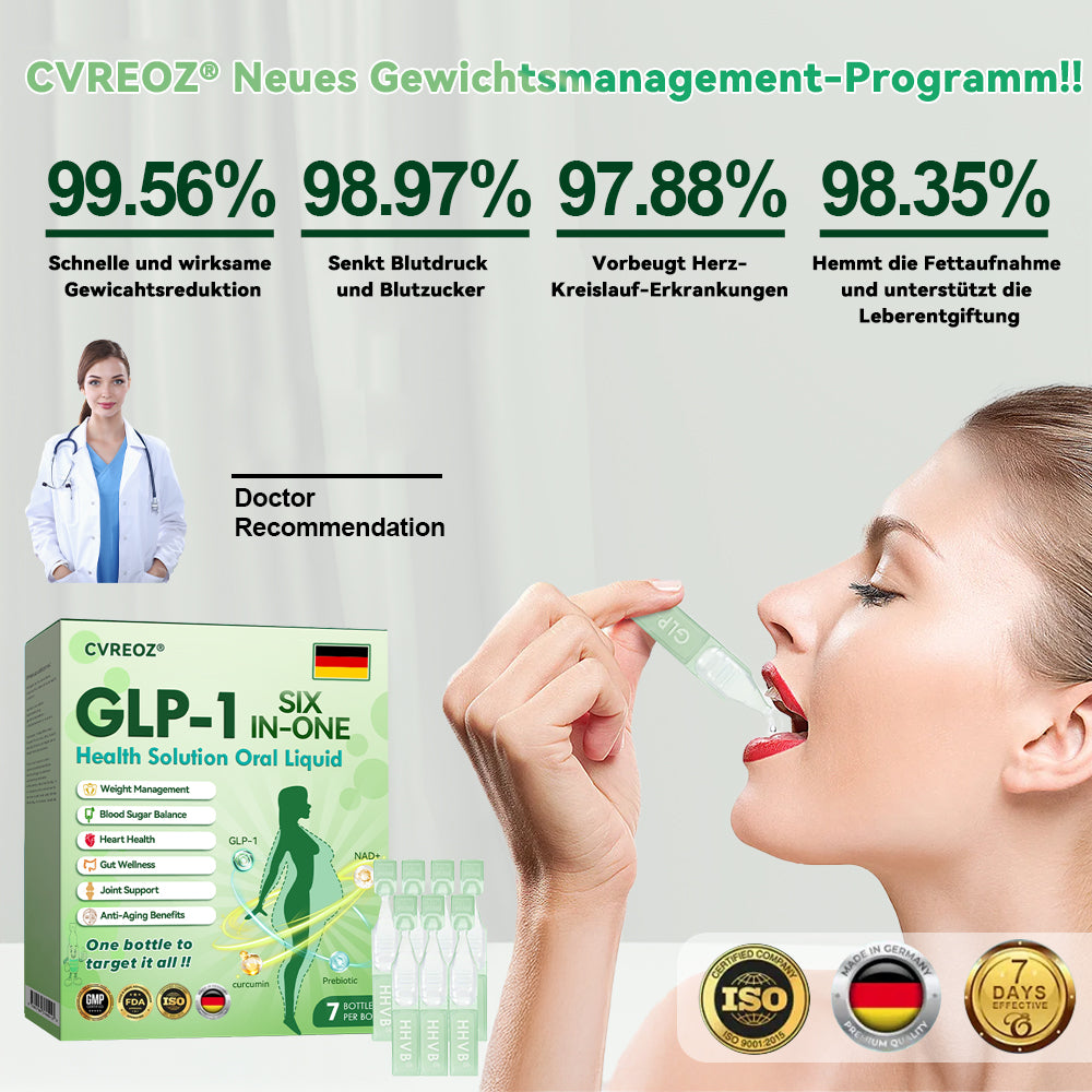 🏆Offizieller Shop | CVREOZ®👉 DE GLP-1 Sechs-in-Eins-Gesundheitslösung zum Einnehmen (nur einmal täglich, sichtbare Veränderungen in 7 Tagen‼️) Bei Fettleibigkeit, Herz-Kreislauf-Gesundheit, Diabetes, Schlafapnoe, Darmgesundheit, Gelenkproblemen und mehr